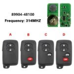 2/3/4 Buttons Car Remote Key 4D67 Chip 314MHz For Toyota RAV4/Highlander/Land Cruiser 2007+