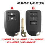 2 Buttons Car Remote Keys for Toyota YARIS L/ YARIS/ VIOS 0010/0011/0182 314/434mhz 8A Chip