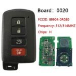 3+1 Buttons Car Remote Smart Key Fob for Toyota RAV4 2013-2018 281451-0020 G Board HYQ14FBA 312MHz/ 314MHz