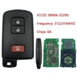 3 Buttons Car Remote Keys for Toyota HYQ14FBA AG Board 2110 89904-52290 312/314MHZ