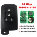 4 Buttons Car Smart Key for Toyota 281451-2150 8A Chip