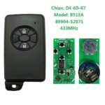 2 Buttons Car Smart Keys for Toyota 4D-67 Chip 433MHz 89904-52071