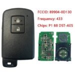 2 Buttons Car Smart Keys for Toyota Yaris BA7EQ 433MHz 89904-0D130 P1 88