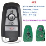 315mhz 4 Buttons Smart Remote Control Car Keys for Ford Mustang Cobra 2015-