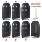 2/3/4/5 Buttons Remote Control Key 433mHz 4A Chip M3N-40821302 for Jeep Compass