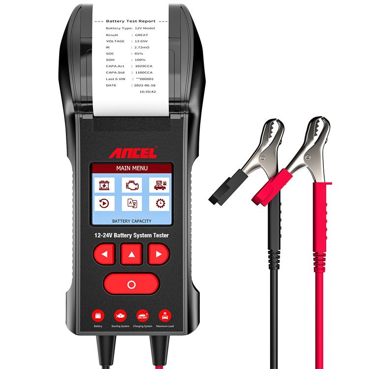 ANCEL BST600 Car Battery Tester Battery Data Analyzer 12-24V 100-2000CCA Battery Temperature Load Tester with Printer