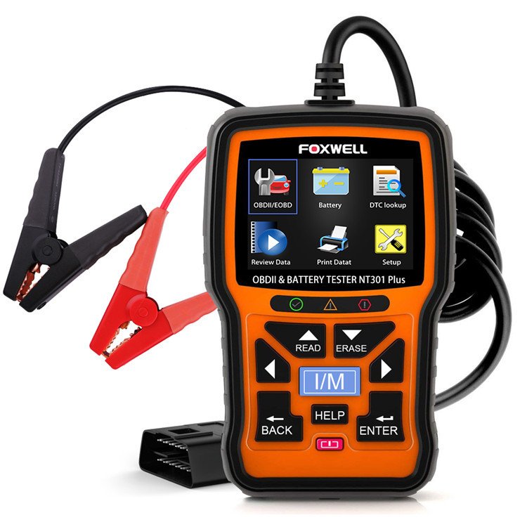 FOXWELL NT301 PLUS OBDII & 12V Battery Tester OBDII EOBD Live Data Code Reader Car Diagnostic Scan Tool