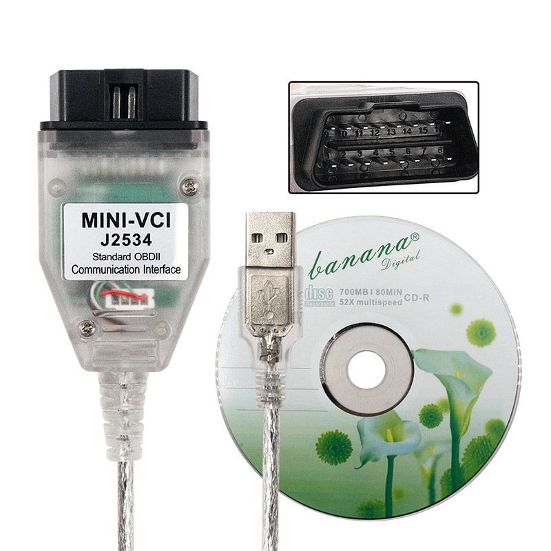 USB to OBD2 16pin MINI VCI V17.30.01 J2534 Diagnostic Cable for Toyota