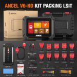 ANCEL V6HD Heavy Duty Truck Scanner OBDII Test Tool Diesel Heavy Truck Diagnostic Tool Compatibility 40+ Resets for Cummins