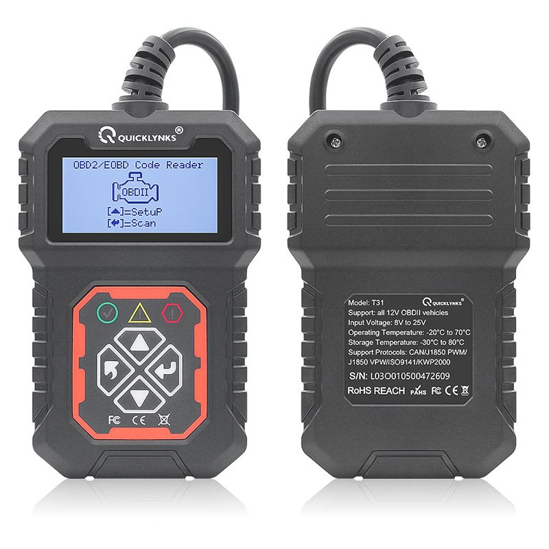 QUICKLYNKS T31 OBD2/EOBD Auto Diagnostic Tools Car Fault Diagnostic Instrument Code Reader