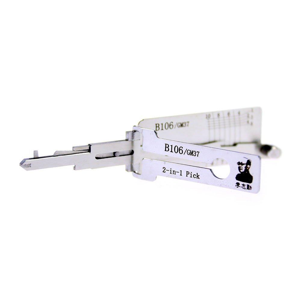 Lishi B106 GM37 2 in 1 Pick Decoder Tool Anti-Glare for Cadillac Non-Warded