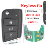 3 Buttons 434MHz Car Remote Key for VW Seat Golf 7 MK7 Tiguan Touran Polo for Skoda Octavia A7 5G6959752AB/BB 6V0959752D MQB48Chip – HU162T Blade