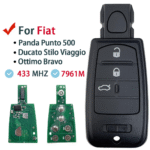 3 Buttons Car Smart Remote Control Key for Fiat 500 Panda Punto Bravo Ducato Stilo Viaggio Ottimo 433Mhz 4A Chip PCF7961M