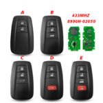 2/3/4 Buttons 433 MHz Car Smart Keys for 2019 Toyota Corolla 4A Chip 8990H-02050